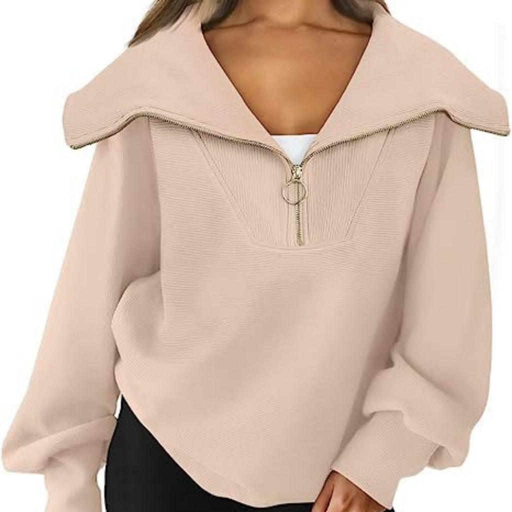 Oversized Women's Half-Zipper Pullover Sweater