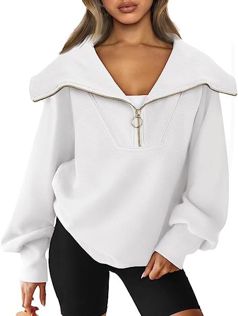 Oversized Women's Half-Zipper Pullover Sweater