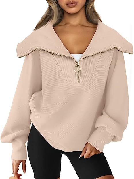Oversized Women's Half-Zipper Pullover Sweater
