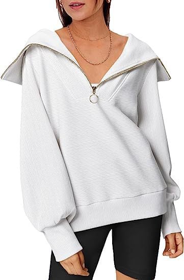 Oversized Women's Half-Zipper Pullover Sweater
