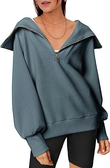 Oversized Women's Half-Zipper Pullover Sweater