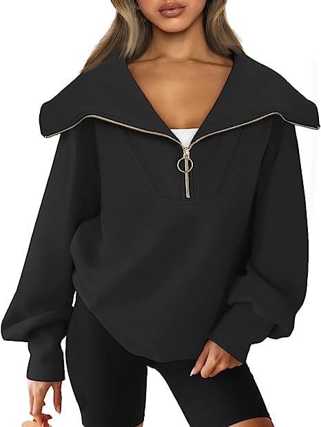 Oversized Women's Half-Zipper Pullover Sweater